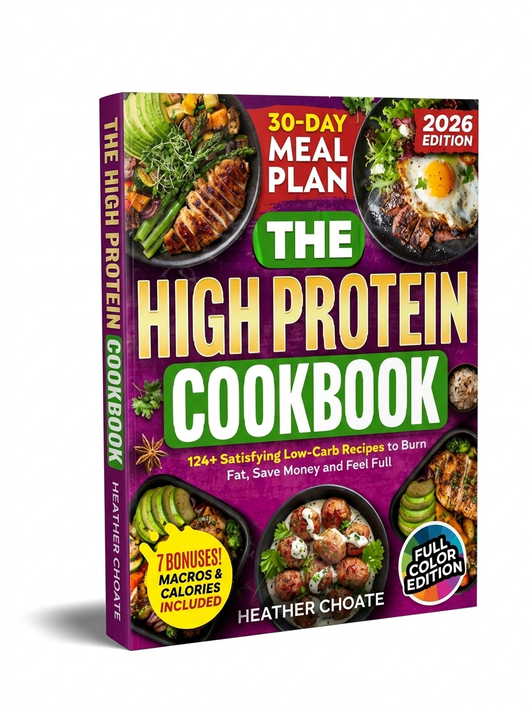 The High Protein Cookbook — 124+ Low-Carb Recipes to Burn Fat, Save Money & Feel Full | 30-Day Meal Plan + Macros Included | Full Color 2026 Edition