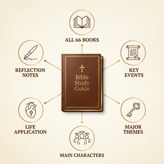 Bible Study Guide to Easy Understand 66 Books, with Life Application & Reflection Notes for Women & Men – Beginner-Friendly Study of All 66 Books | Premium Lay-Flat Hardcover Devotional Journal