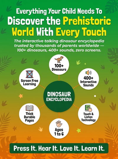 Talking Dinosaur Encyclopedia for Kids | 100+ Dinosaurs & 400+ Interactive Sounds | Earth Overlord Learning Book | Children's Sound Encyclopedia with Touch Activation