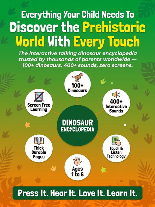 Talking Dinosaur Encyclopedia for Kids | 100+ Dinosaurs & 400+ Interactive Sounds | Earth Overlord Learning Book | Children's Sound Encyclopedia with Touch Activation