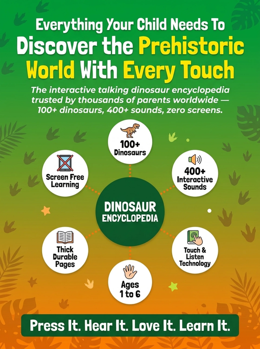 Talking Dinosaur Encyclopedia for Kids | 100+ Dinosaurs & 400+ Interactive Sounds | Earth Overlord Learning Book | Children's Sound Encyclopedia with Touch Activation